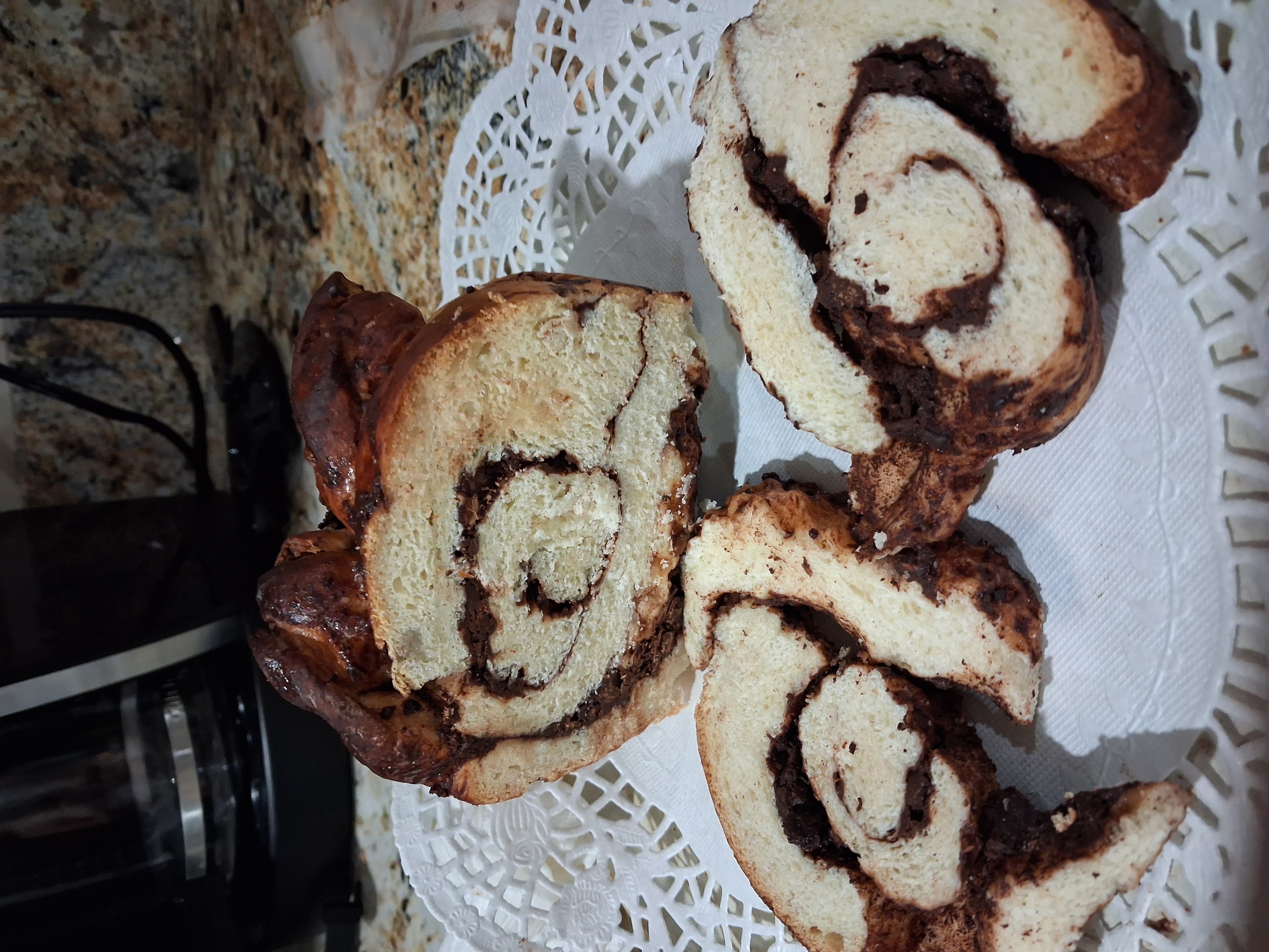 Babka loaf after slicing